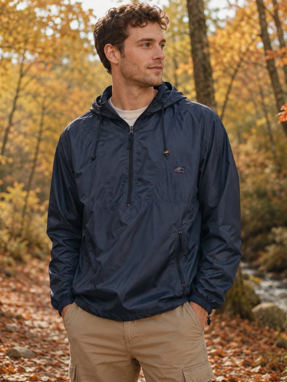 Helly Hansen blue hooded rain jacket